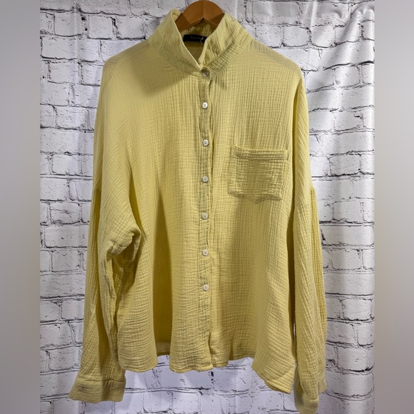 Yellow Button-Up Textured Shirt-Amazon brand - Picture 2 of 9